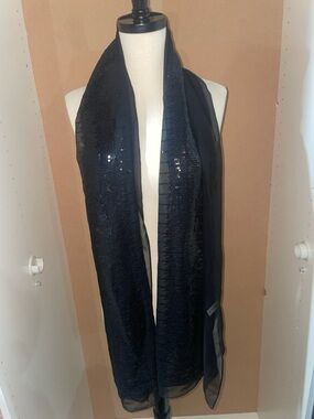 Jockey Black Sequin Sheer Wrap Scarf